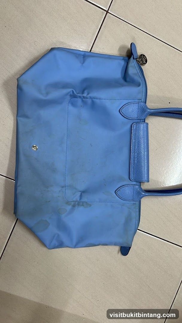 Light Blue Tote Bag with Stains