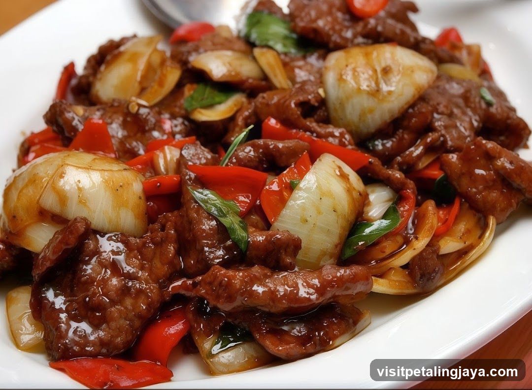 Stir-fried Beef with Peppers and Onions