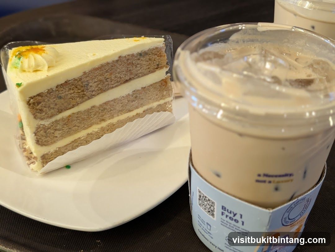 Slice of Cake and Iced Coffee