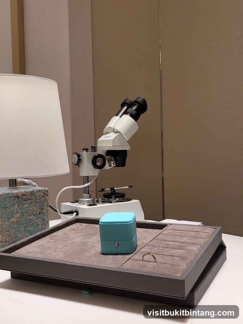 Jewelry Display with Microscope