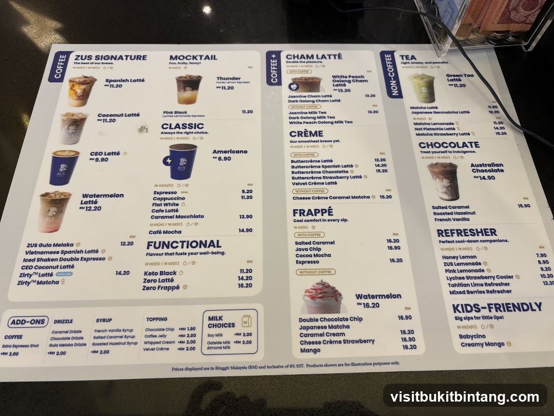 ZUS Coffee Menu