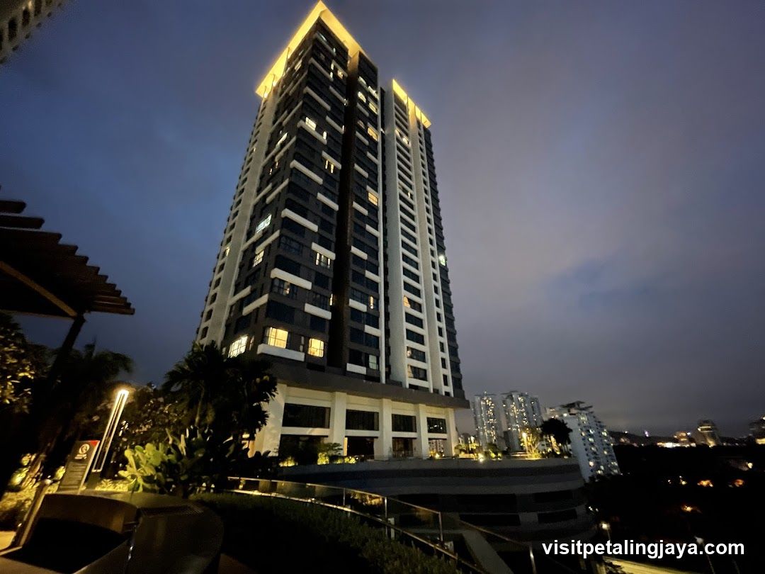 High-rise building at dusk