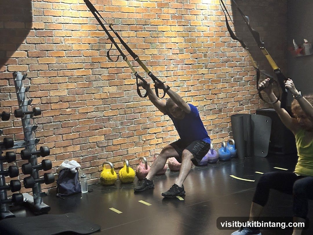 Gym workout with TRX straps