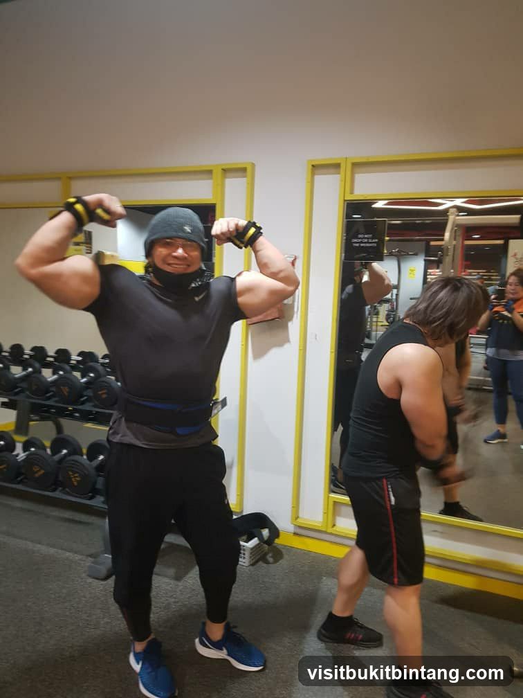 Men flexing in a gym