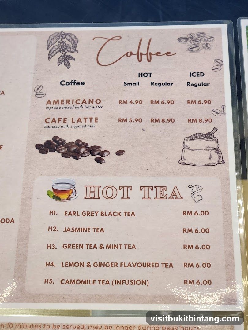 Coffee and Hot Tea Menu