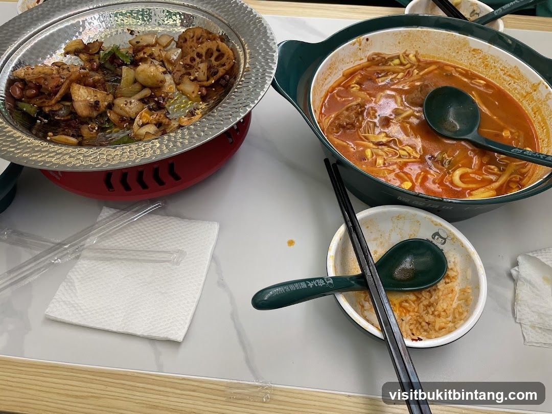 Spicy Noodle Soup and Stir-Fried Dish