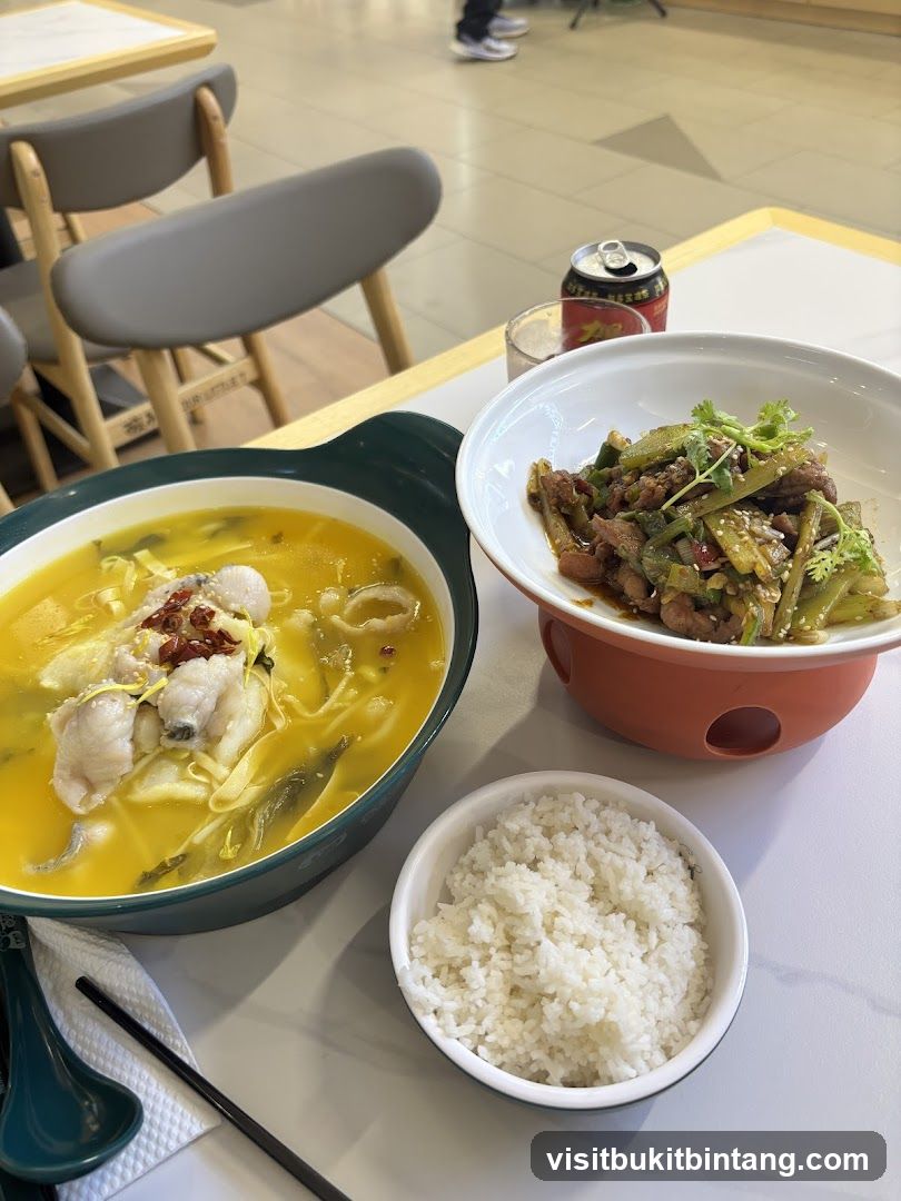 Meal with Fish Soup and Stir-fry