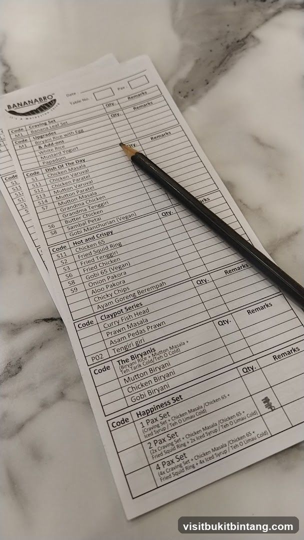BANANABRO Menu
