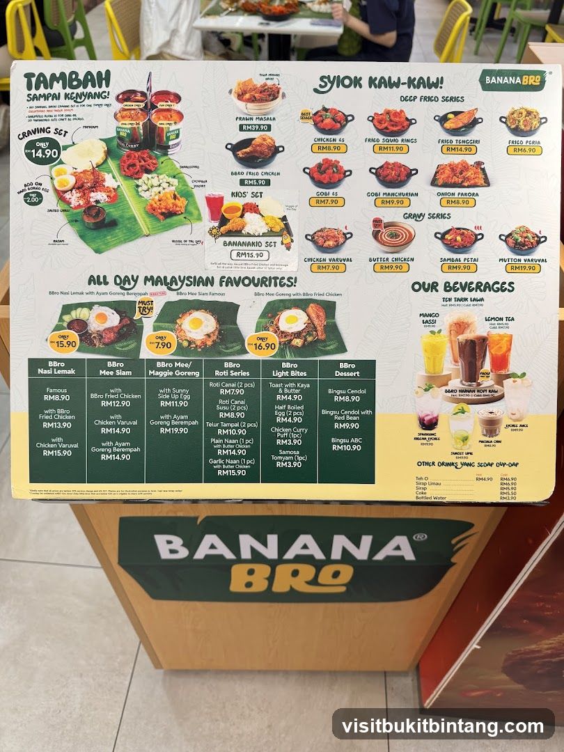 Banana Bro Menu