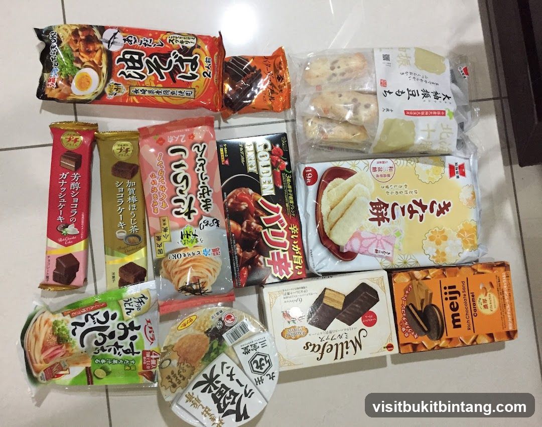 Assortment of Japanese Snacks and Instant Noodles