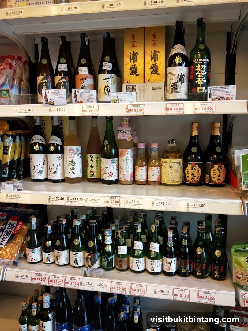 Bottles of Sake on Shelves