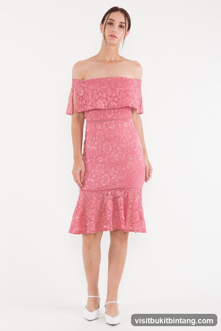 Woman in Pink Lace Dress