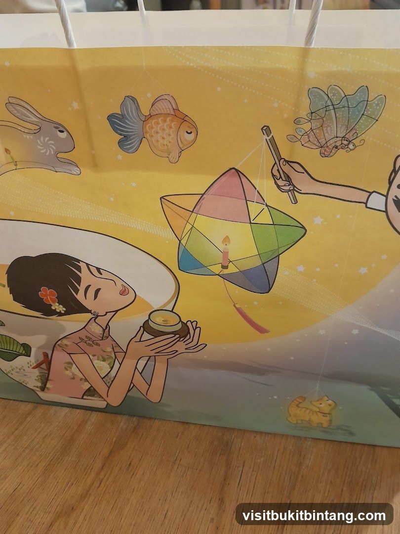 Gift bag with festive illustrations