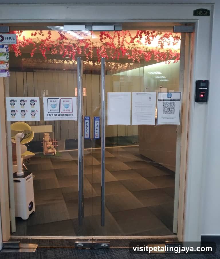 Office Entrance with Safety Signs