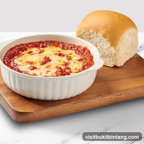 Baked Pasta Dish with Bread Roll