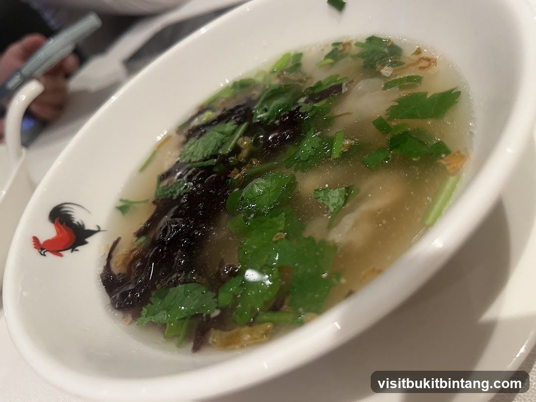 Bowl of soup with garnish