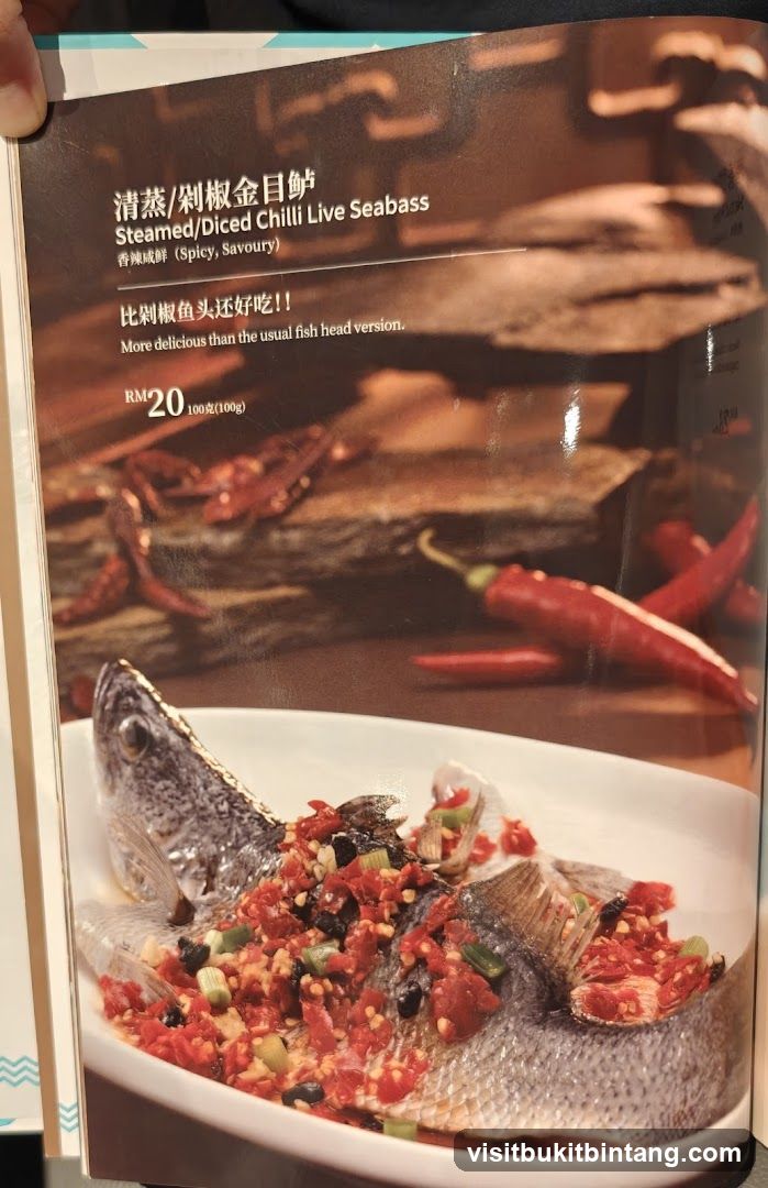 Steamed/Diced Chilli Live Seabass