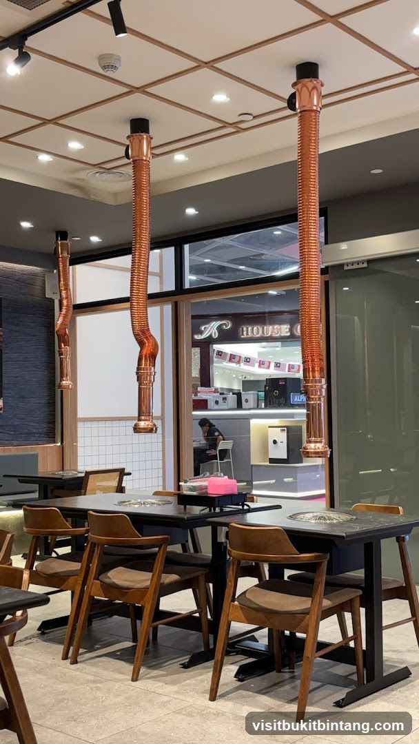 Restaurant Interior with Copper Ventilation Hoods