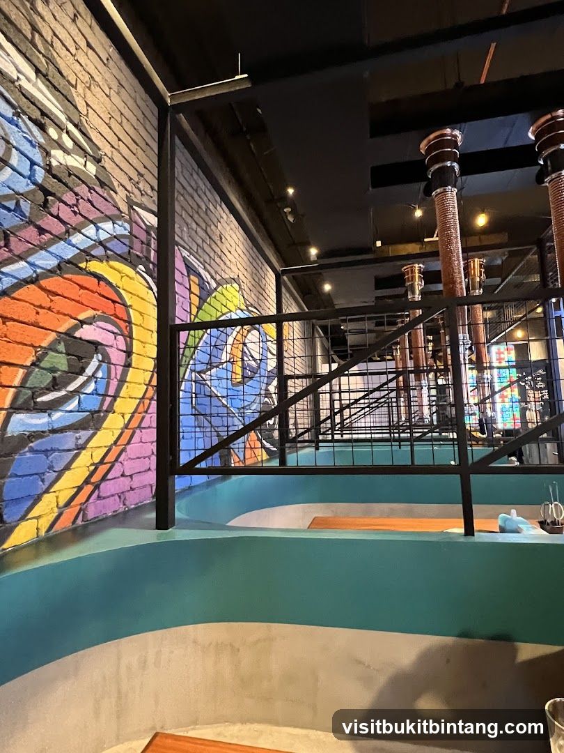 Restaurant Interior with Graffiti Wall