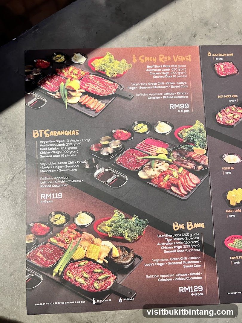 Korean BBQ Menu