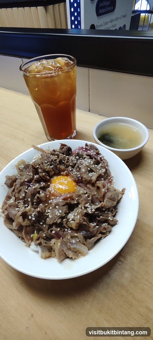 Beef Bowl with Egg and Side of Soup