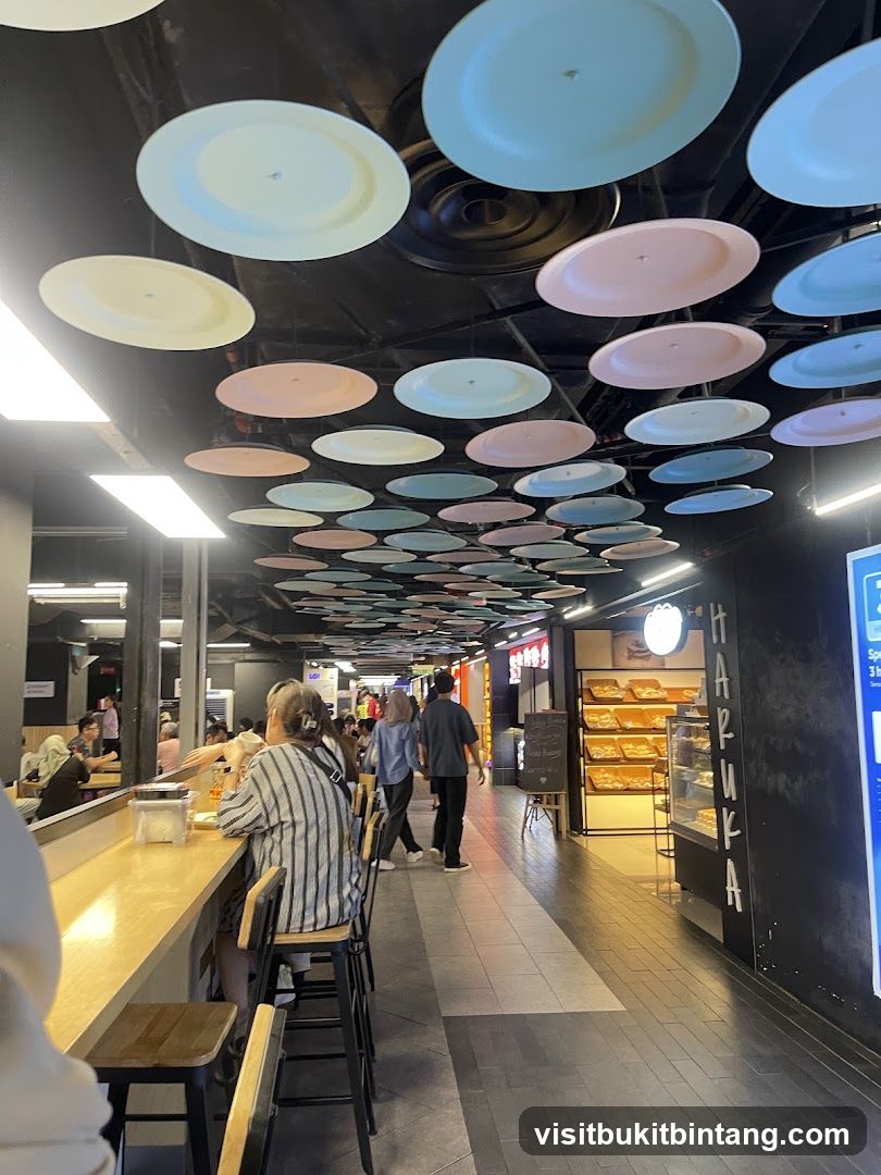 Food court with decorative plates