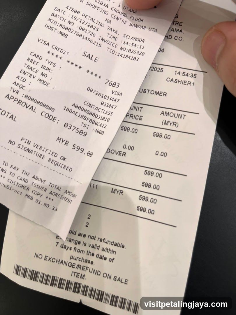 Receipts on Table