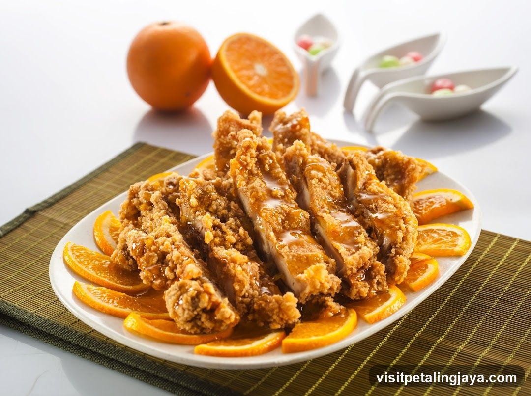 Orange Glazed Fried Chicken with Slices