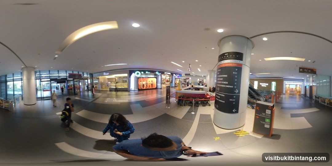 Mall Interior with Shops and Escalators