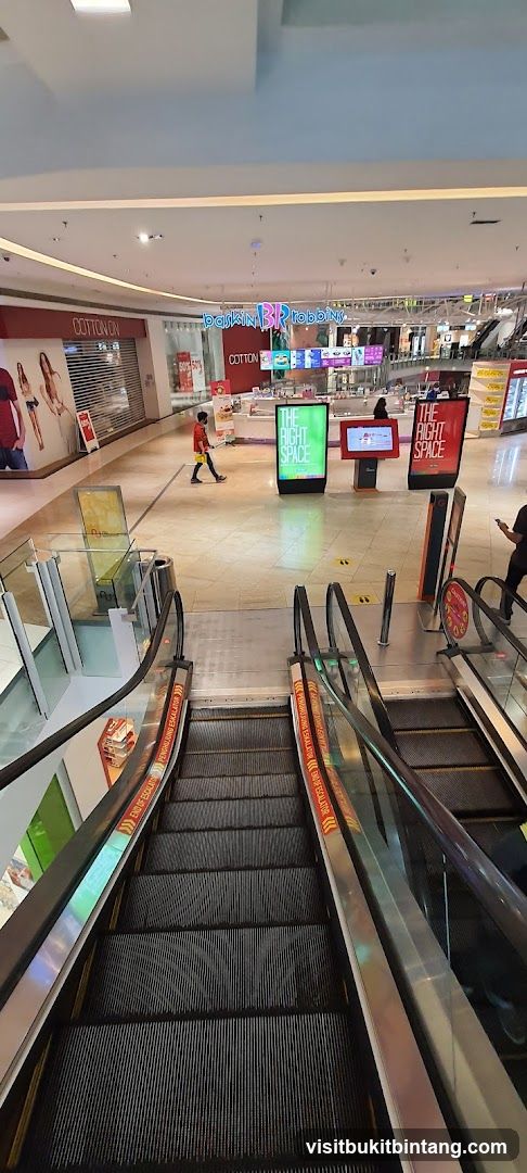 Mall Interior with Escalators and Shops