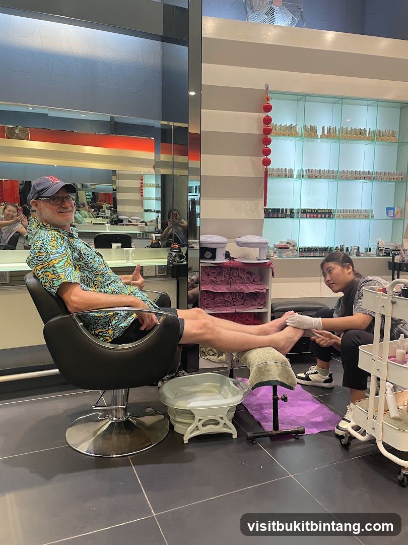Man receiving a pedicure