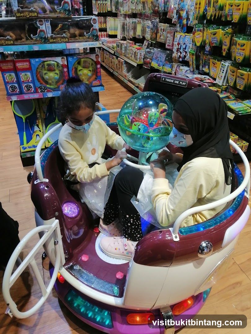 Children on a ride in a toy store