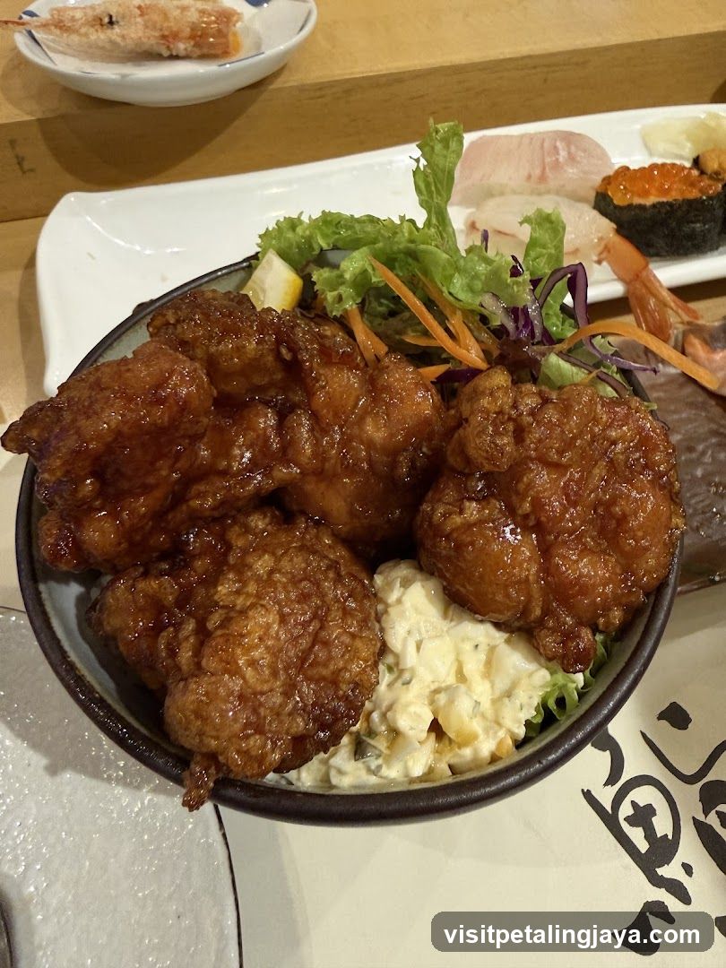 Fried Chicken Bowl with Sashimi