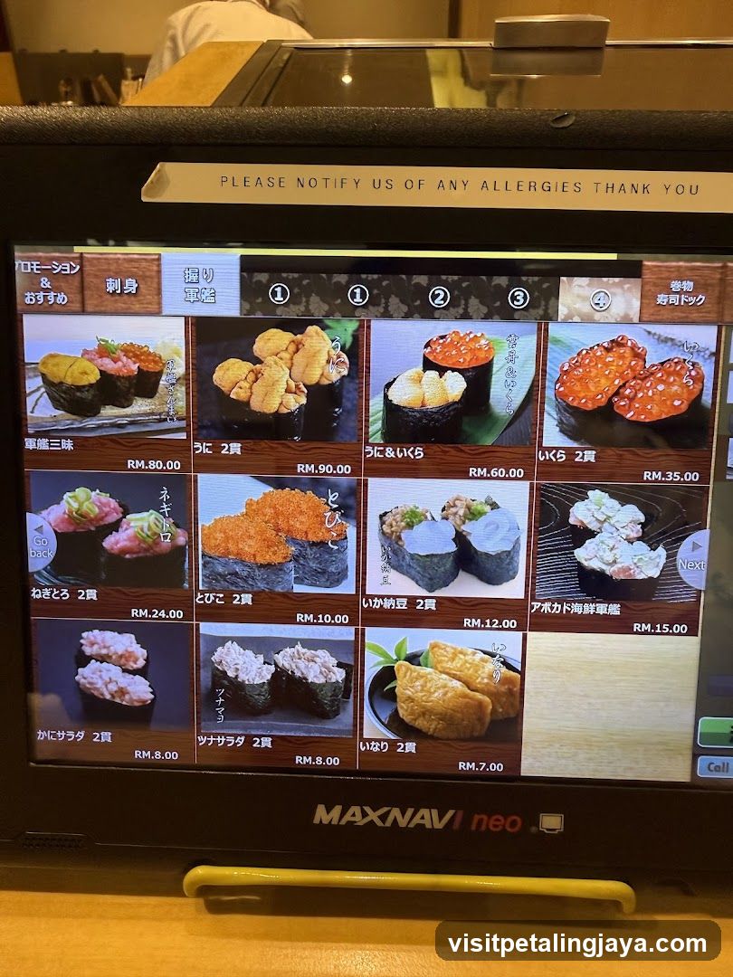 Sushi Menu Display