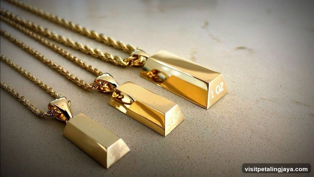 Gold Bar Pendants on Chains