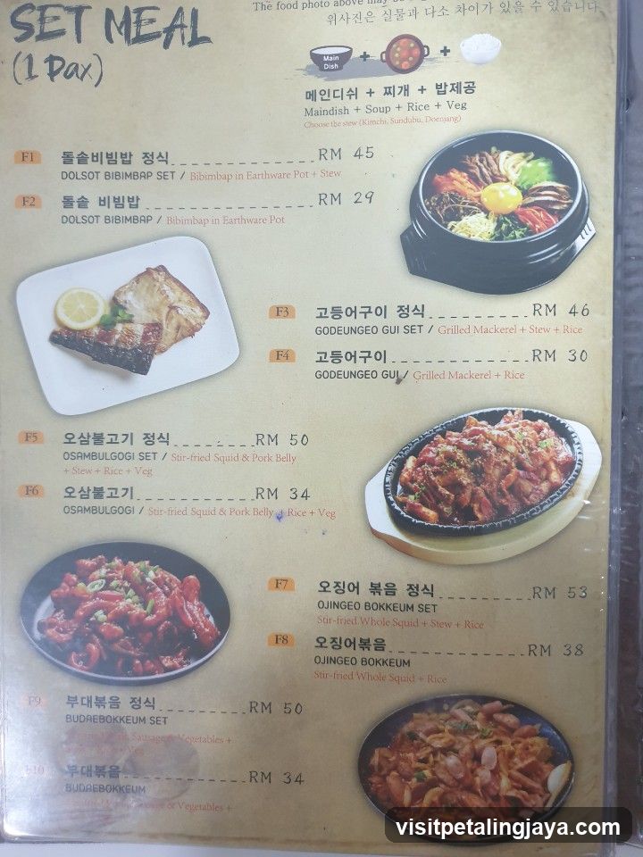 Dolsot Bibimbap and Korean Cuisine Menu
