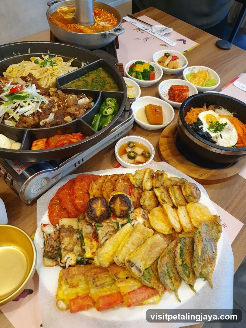 Korean Hotpot and Fried Food Spread
