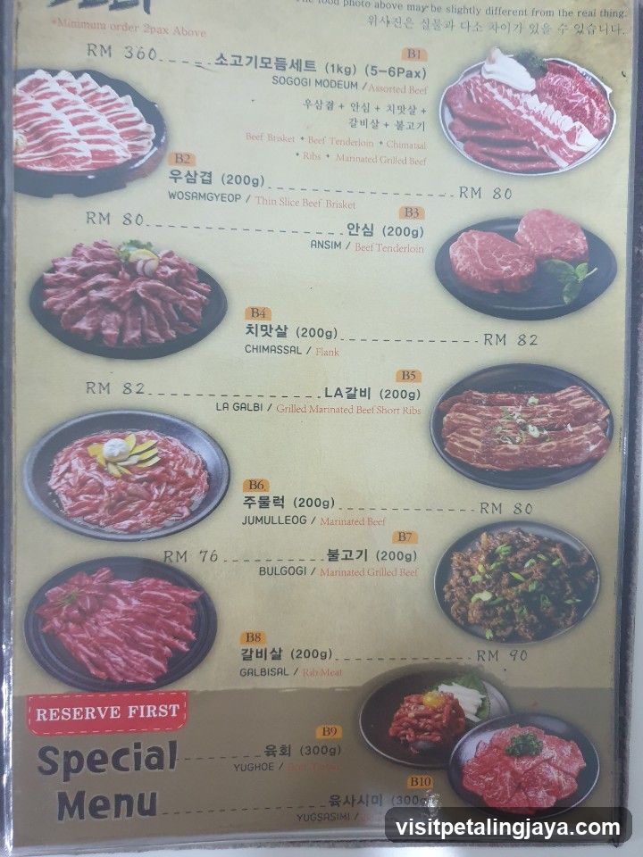 Beef BBQ Menu