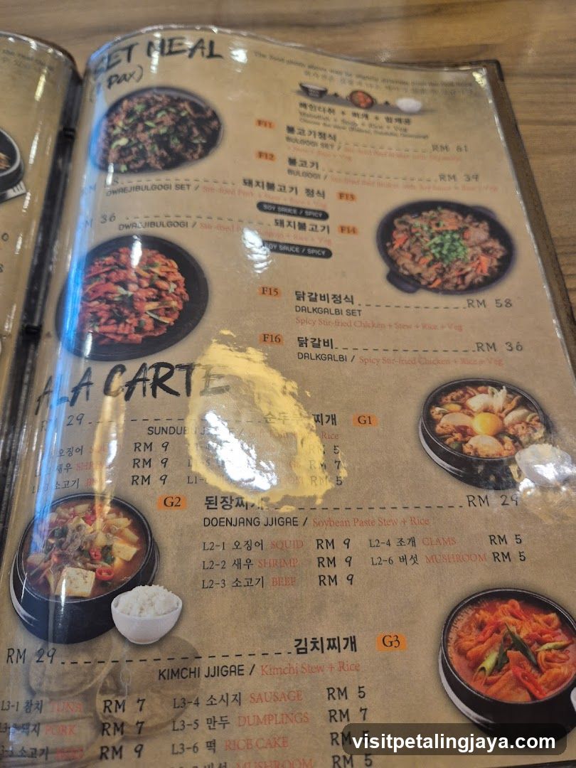 Korean Restaurant Menu Page
