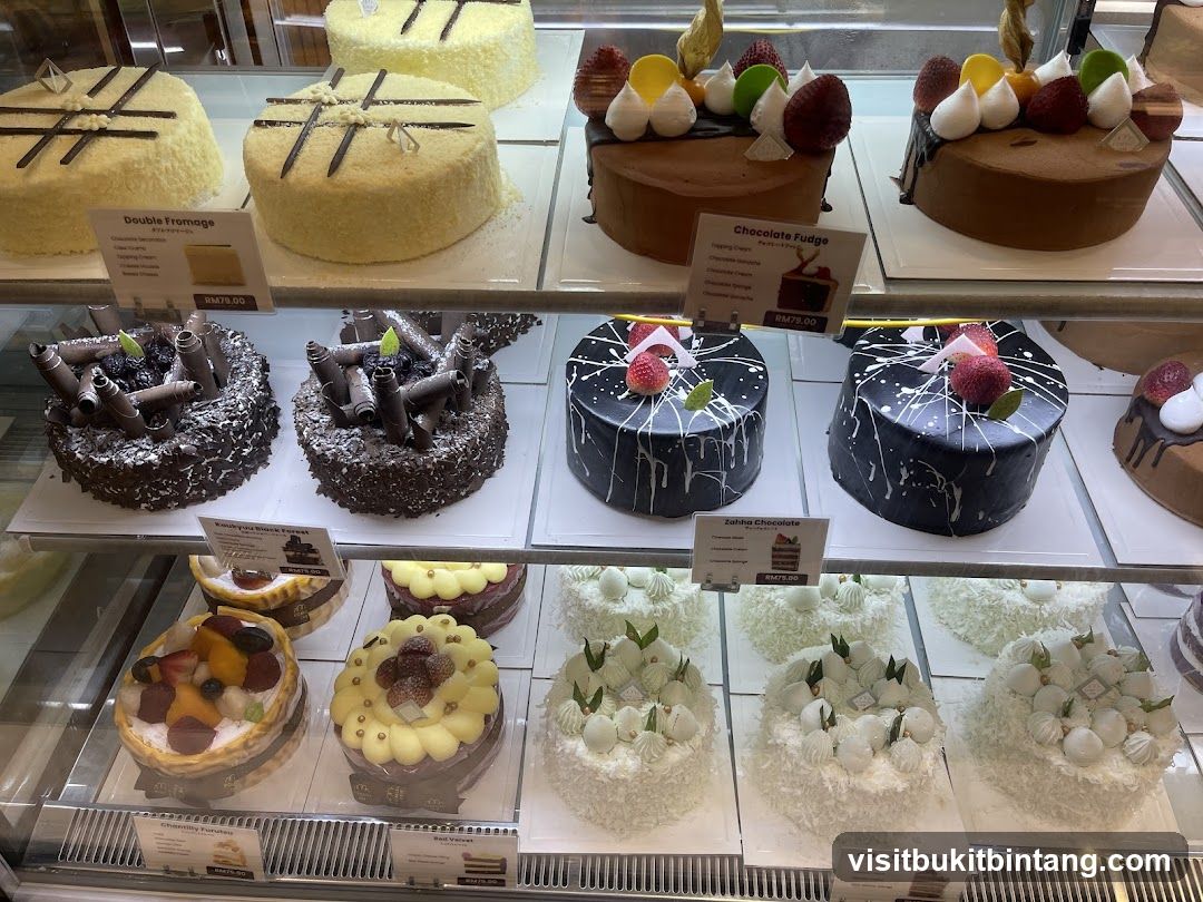 Cakes in a Display Case