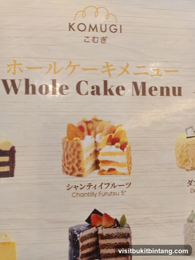 Whole Cake Menu