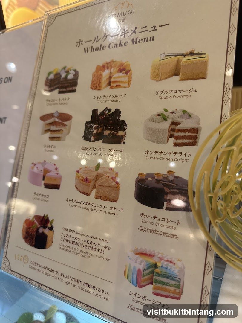 Whole Cake Menu