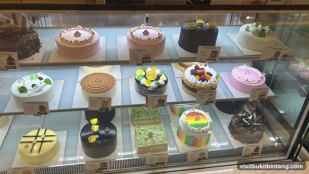 Cakes in a Display Case