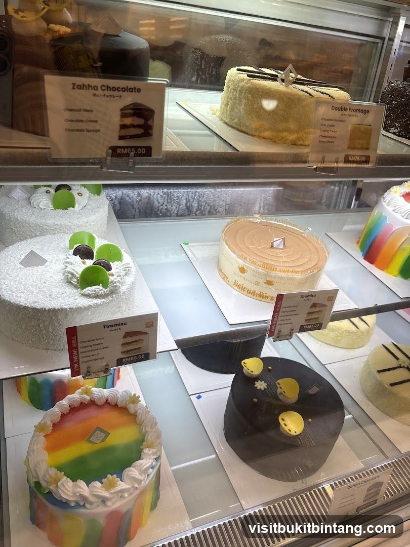 Cakes in a Display Case