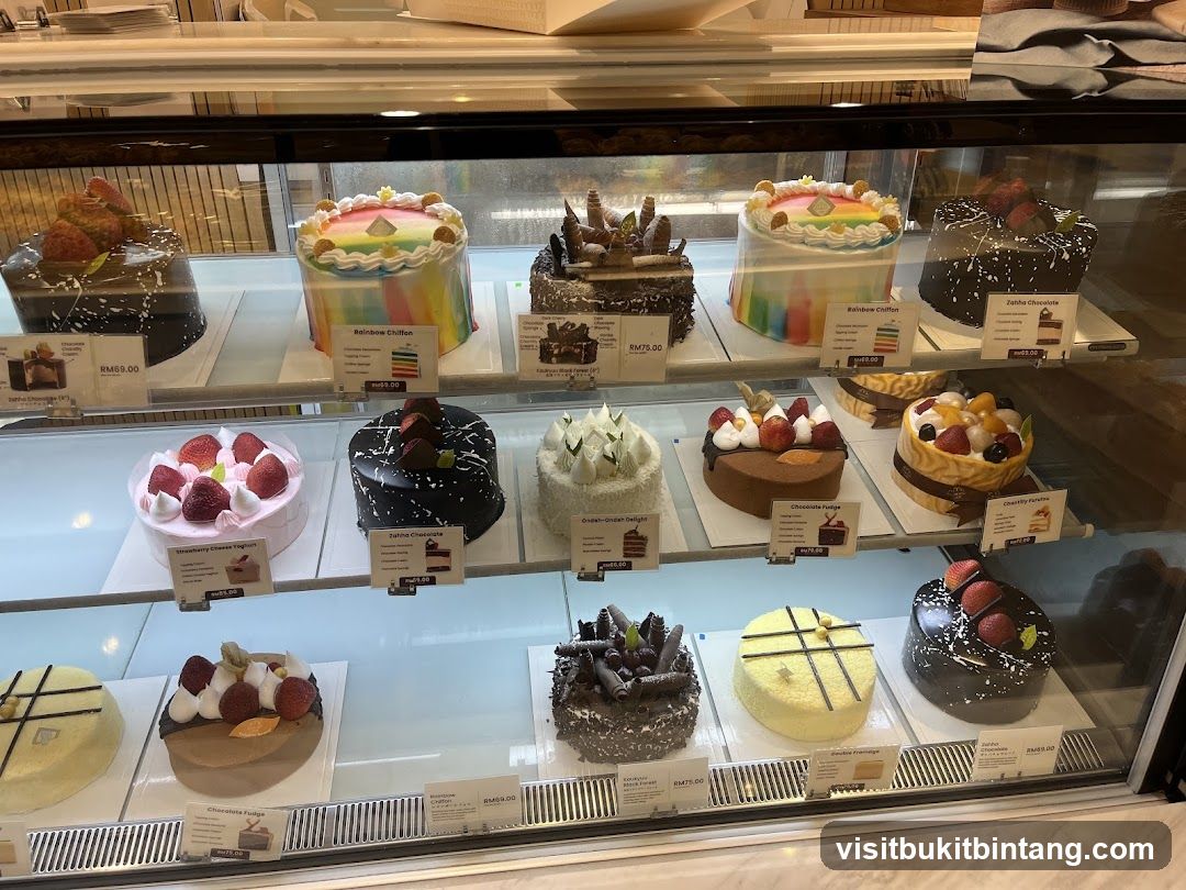 Cakes in a Display Case