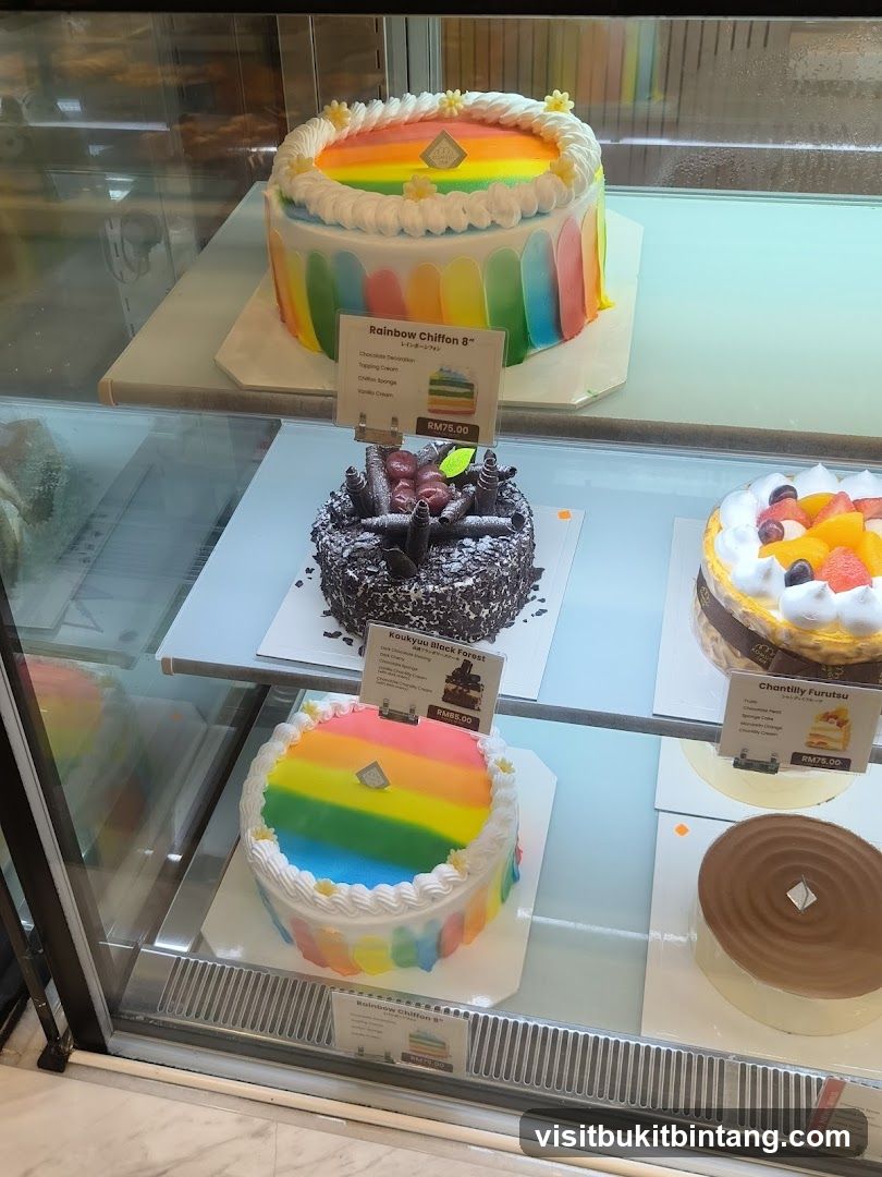 Cakes in a Display Case