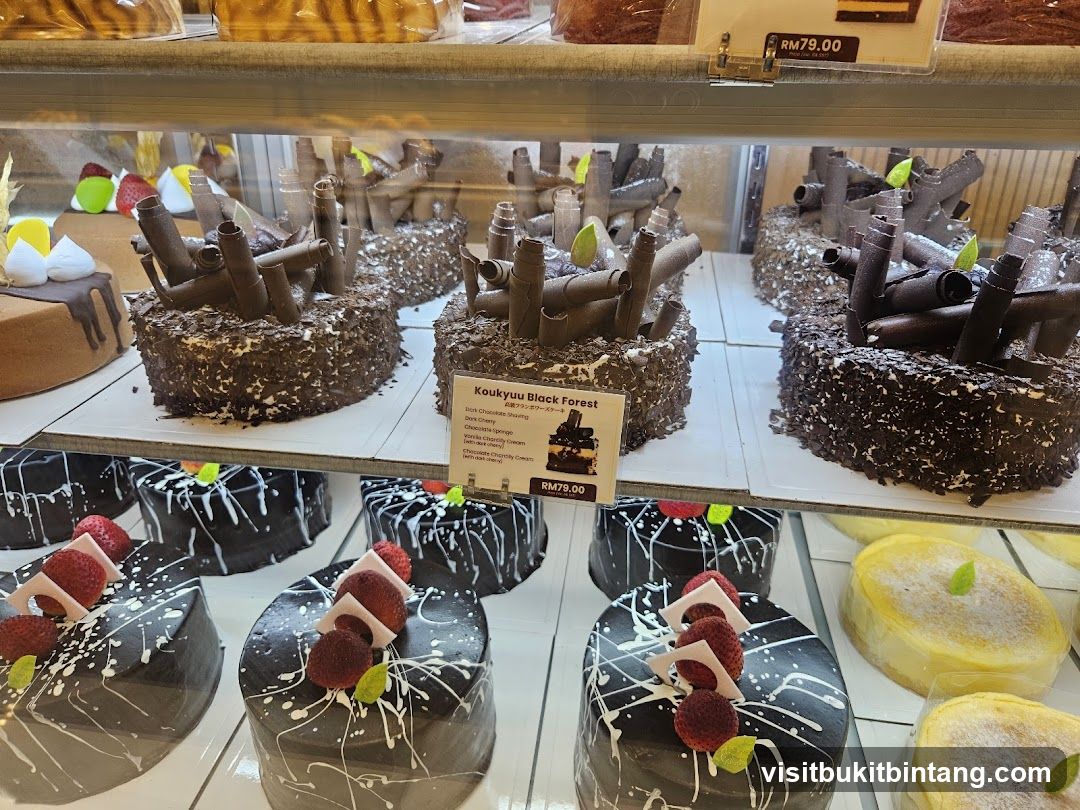 Cakes in a Display Case