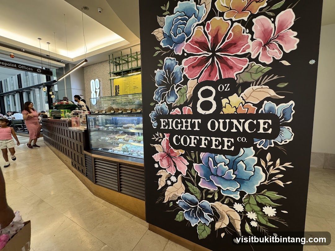 Coffee Shop Counter with Floral Art