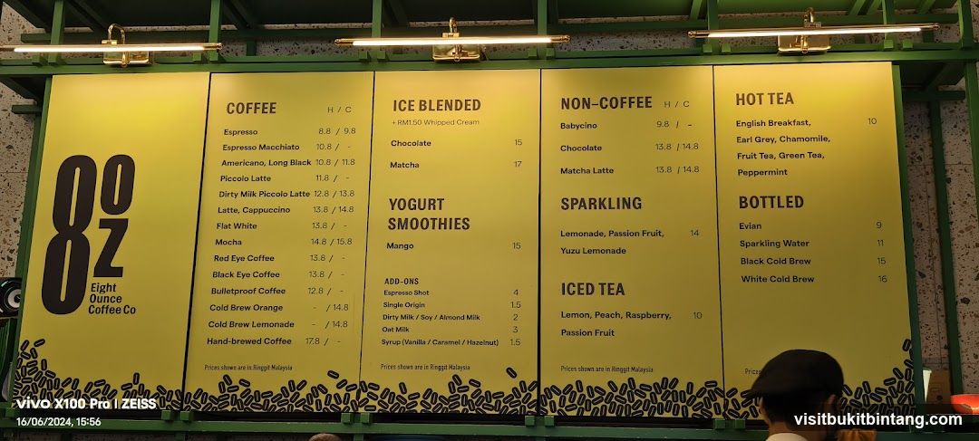 Eight Ounce Coffee Co. Menu