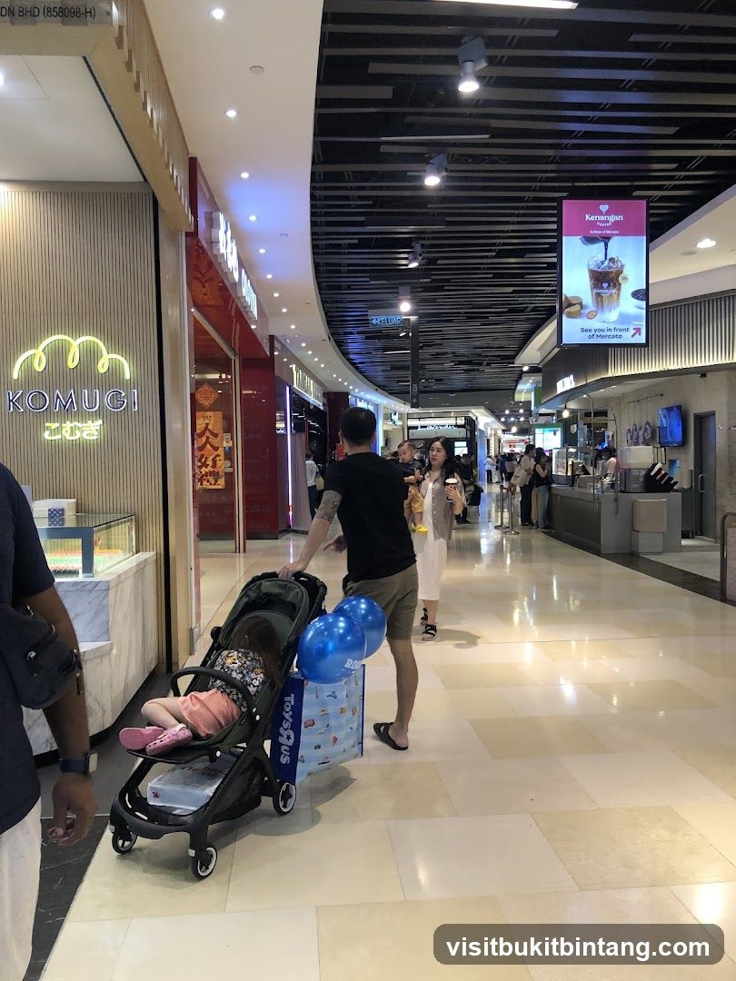 Mall Interior with Shops and People